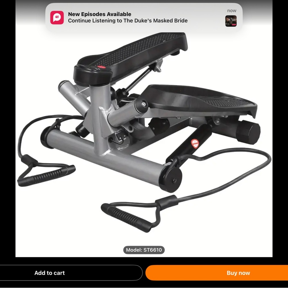 Compact Black and Silver Stepper with Resistance Bands